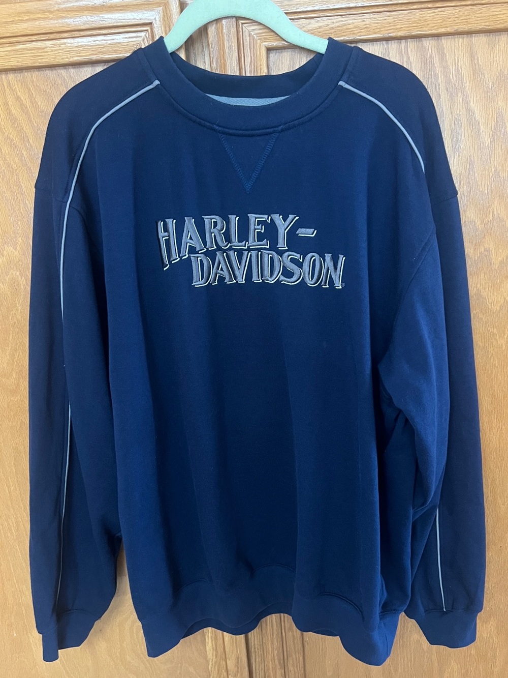 Harley-Davidson Navy Crewneck with Contrast Piping 2008 sz L